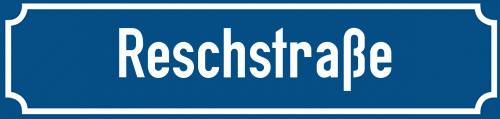 Straßenschild Reschstraße zum kostenlosen Download