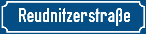 Straßenschild Reudnitzerstraße zum kostenlosen Download