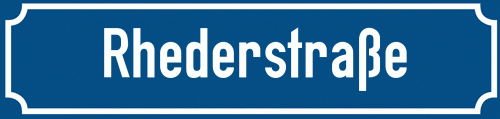 Straßenschild Rhederstraße zum kostenlosen Download