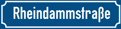 Straßenschild Rheindammstraße