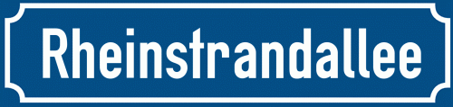 Straßenschild Rheinstrandallee