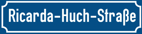 Straßenschild Ricarda-Huch-Straße zum kostenlosen Download