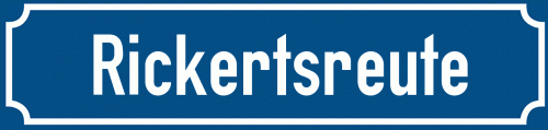 Straßenschild Rickertsreute zum kostenlosen Download