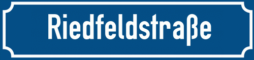 Straßenschild Riedfeldstraße zum kostenlosen Download