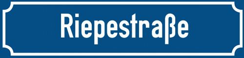 Straßenschild Riepestraße zum kostenlosen Download