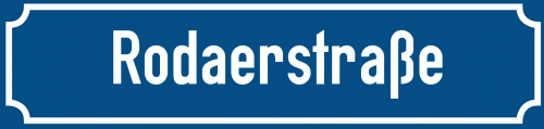 Straßenschild Rodaerstraße zum kostenlosen Download