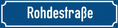 Straßenschild Rohdestraße zum kostenlosen Download