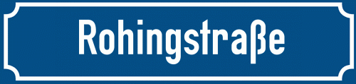 Straßenschild Rohingstraße zum kostenlosen Download