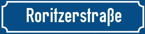 Straßenschild Roritzerstraße zum kostenlosen Download