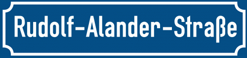 Straßenschild Rudolf-Alander-Straße zum kostenlosen Download