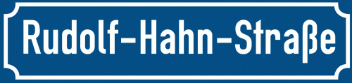 Straßenschild Rudolf-Hahn-Straße zum kostenlosen Download