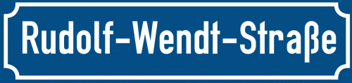 Straßenschild Rudolf-Wendt-Straße zum kostenlosen Download