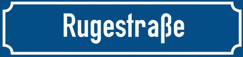 Straßenschild Rugestraße zum kostenlosen Download