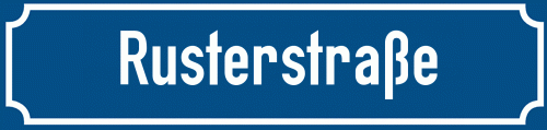 Straßenschild Rusterstraße zum kostenlosen Download