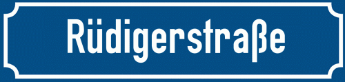 Straßenschild Rüdigerstraße zum kostenlosen Download