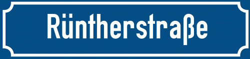 Straßenschild Rüntherstraße