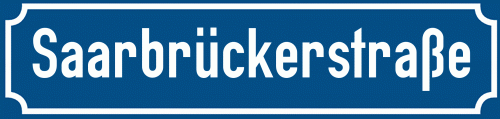 Straßenschild Saarbrückerstraße zum kostenlosen Download