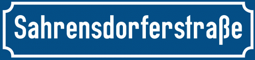 Straßenschild Sahrensdorferstraße zum kostenlosen Download