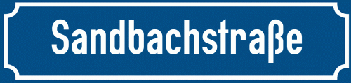 Straßenschild Sandbachstraße zum kostenlosen Download