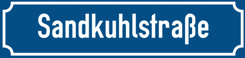 Straßenschild Sandkuhlstraße zum kostenlosen Download