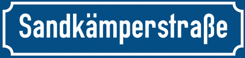 Straßenschild Sandkämperstraße zum kostenlosen Download