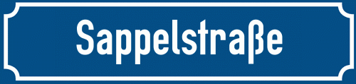 Straßenschild Sappelstraße zum kostenlosen Download