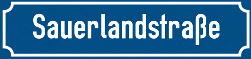 Straßenschild Sauerlandstraße zum kostenlosen Download