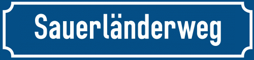 Straßenschild Sauerländerweg zum kostenlosen Download