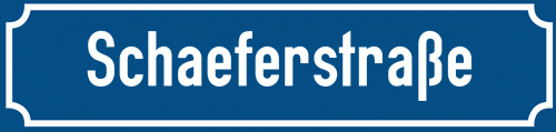Straßenschild Schaeferstraße zum kostenlosen Download