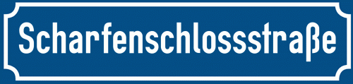 Straßenschild Scharfenschlossstraße zum kostenlosen Download