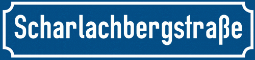 Straßenschild Scharlachbergstraße