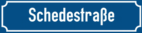Straßenschild Schedestraße zum kostenlosen Download