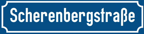 Straßenschild Scherenbergstraße zum kostenlosen Download