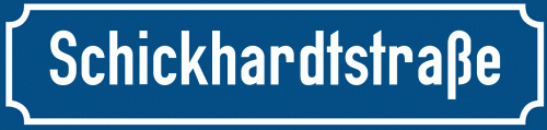 Straßenschild Schickhardtstraße zum kostenlosen Download