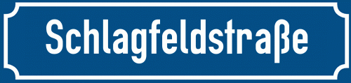 Straßenschild Schlagfeldstraße zum kostenlosen Download