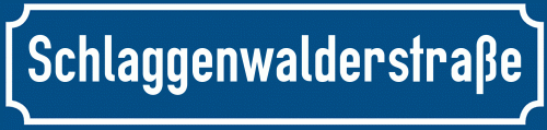 Straßenschild Schlaggenwalderstraße zum kostenlosen Download