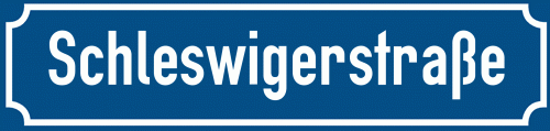 Straßenschild Schleswigerstraße zum kostenlosen Download