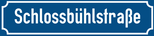Straßenschild Schlossbühlstraße zum kostenlosen Download