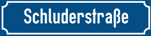 Straßenschild Schluderstraße zum kostenlosen Download