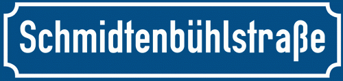 Straßenschild Schmidtenbühlstraße