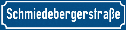 Straßenschild Schmiedebergerstraße zum kostenlosen Download