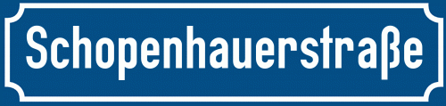 Straßenschild Schopenhauerstraße zum kostenlosen Download