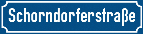 Straßenschild Schorndorferstraße zum kostenlosen Download