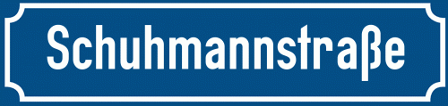 Straßenschild Schuhmannstraße zum kostenlosen Download