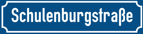 Straßenschild Schulenburgstraße zum kostenlosen Download