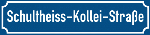Straßenschild Schultheiss-Kollei-Straße zum kostenlosen Download