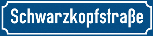 Straßenschild Schwarzkopfstraße zum kostenlosen Download