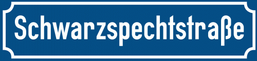 Straßenschild Schwarzspechtstraße zum kostenlosen Download