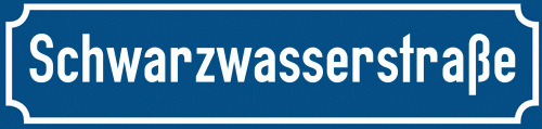 Straßenschild Schwarzwasserstraße zum kostenlosen Download