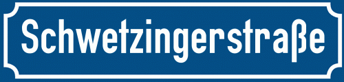 Straßenschild Schwetzingerstraße zum kostenlosen Download